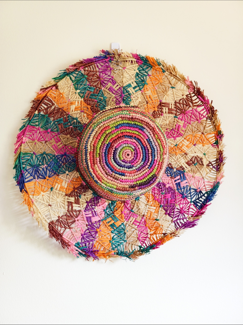 Colorful Hand Woven Raffia  Straw Sun Hat - Multicolor